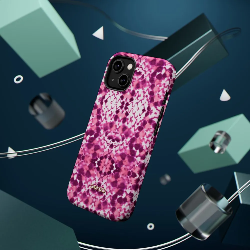 Pink Watercolor Snake Skin MagSafe Impact-Resistant Phone Case