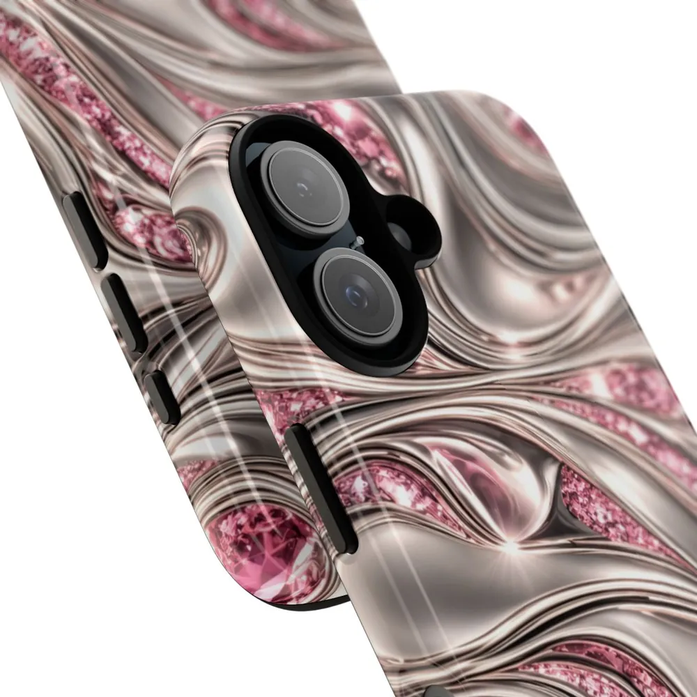 Luxury Liquid Platinum & Pink Diamonds DECO Signature Tough Phone Case