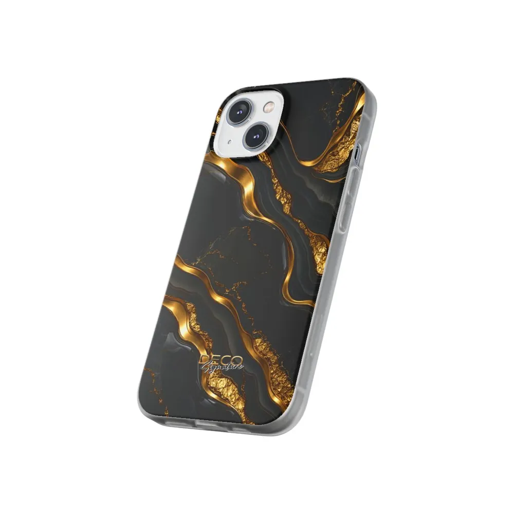 Luxury Textured Black Onyx & Gold DECO Signature Phone Case