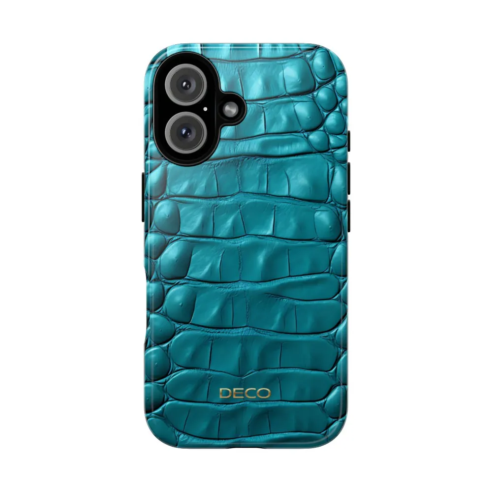 Teal Crocodile Skin Tough Phone Case