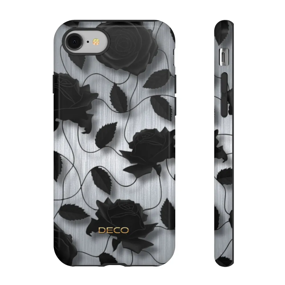 Black Rose Floral Tough Phone Case