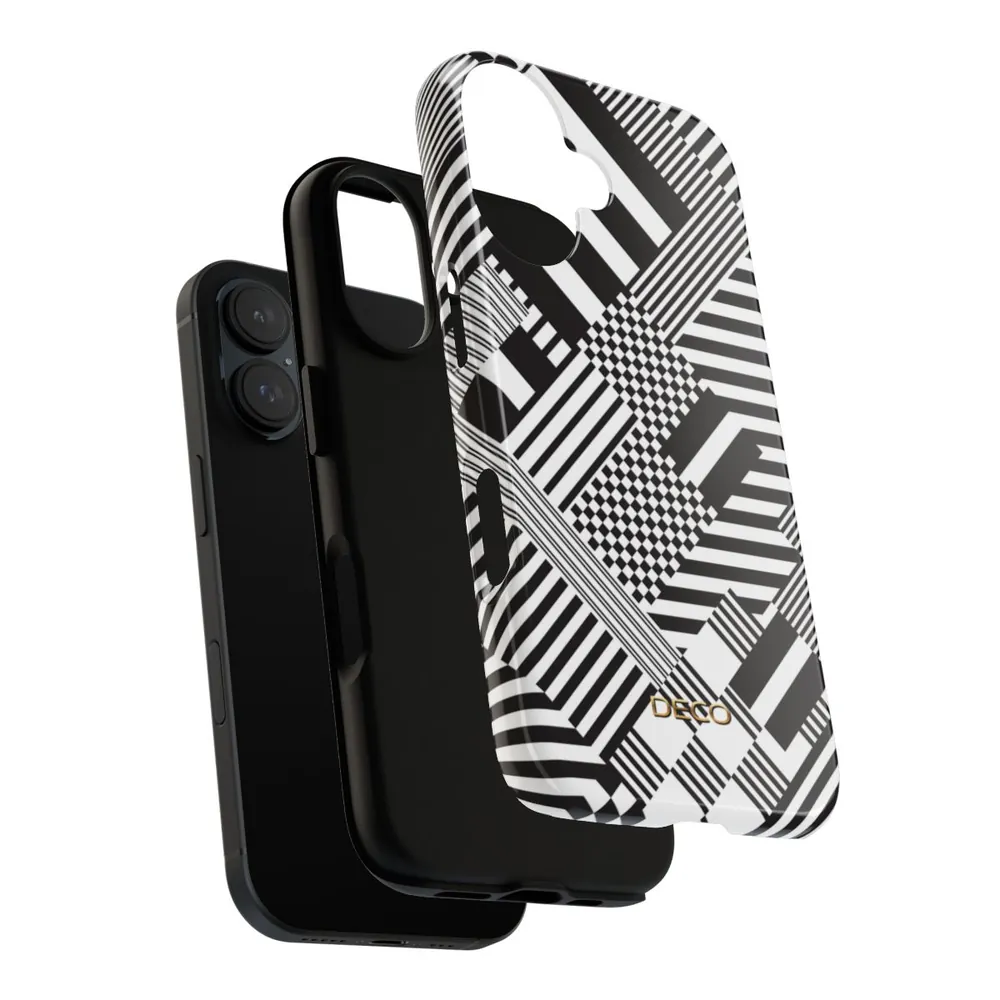 Black & White Geometric Tough Phone Case