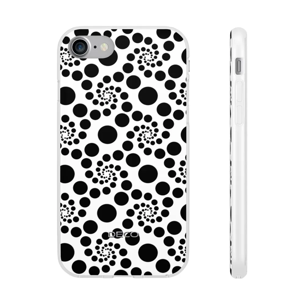 White & Black Twirly Polka Dots Phone Case