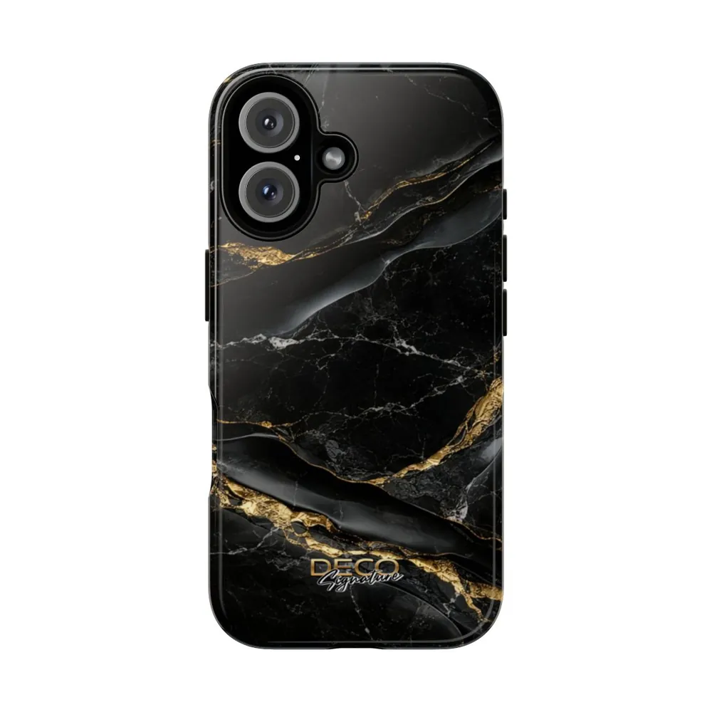 Luxury Black & Gold Textured Marble DECO Signature Tough Phone Case