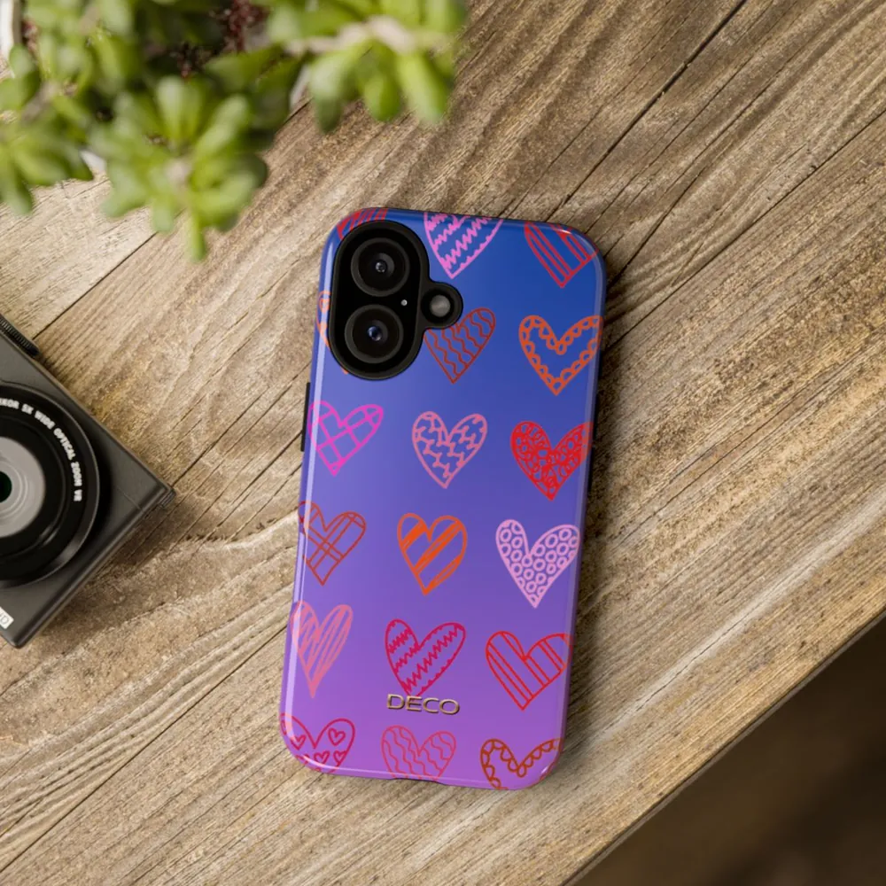 Rainbow Marker Hearts Tough Phone Case