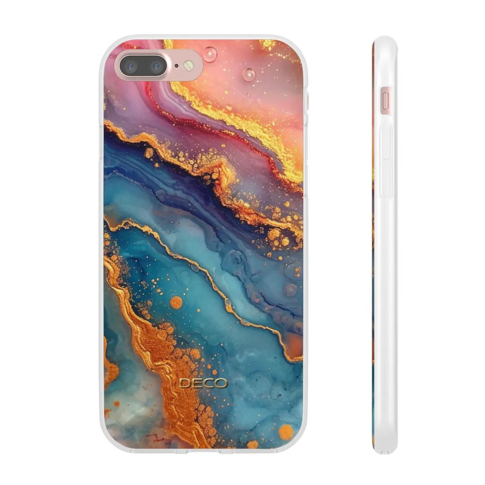 Pastel Rainbow & Gold Watercolor Marble Phone Case