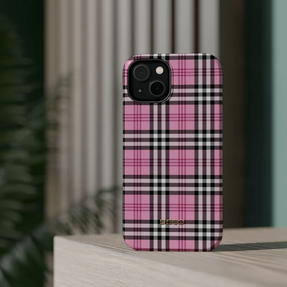 Pink Plaid MagSafe Impact-Resistant Phone Case