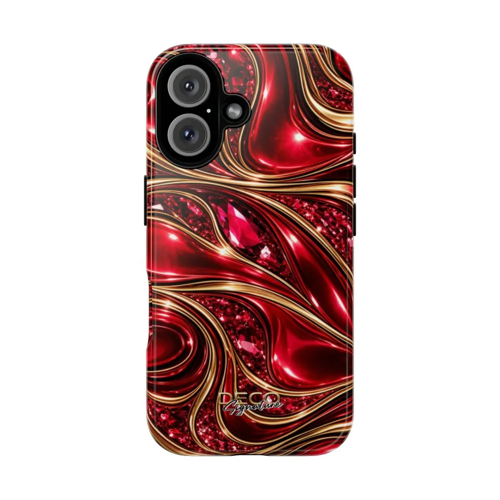 Luxury Liquid Gold & Ruby Reds DECO Signature Tough Phone Case
