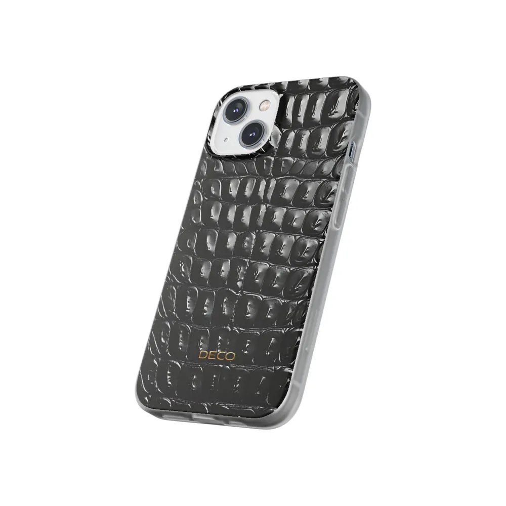 Black Crocodile Skin Phone Case