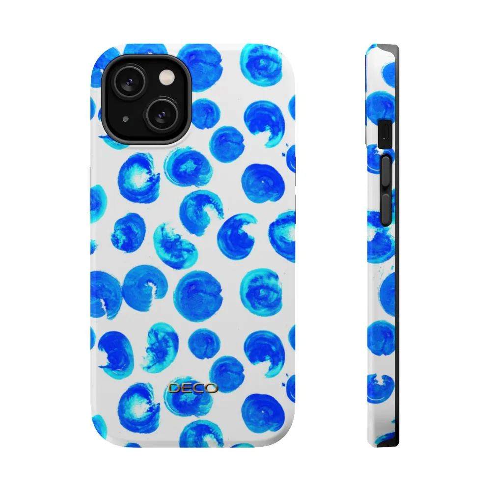 Blue Dots Watercolor MagSafe Impact-Resistant Phone Case