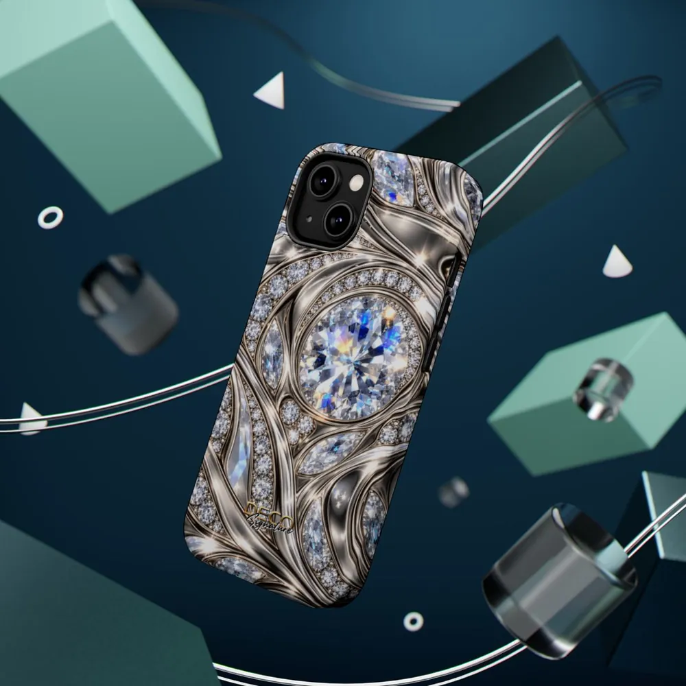 Luxury Platinum & Diamonds DECO Signature MagSafe Impact-Resistant Phone Case