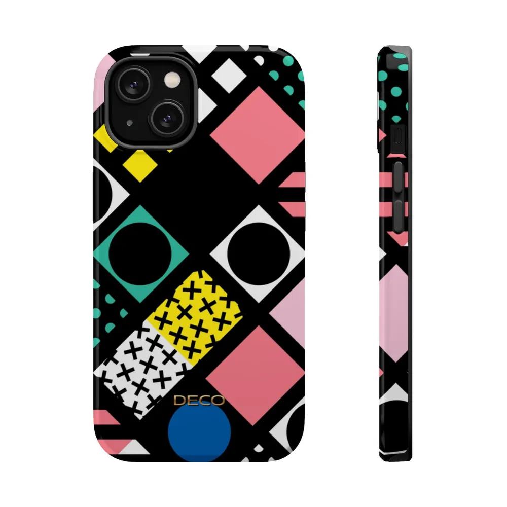 Pastel Geometric Blocks MagSafe Impact-Resistant Phone Case