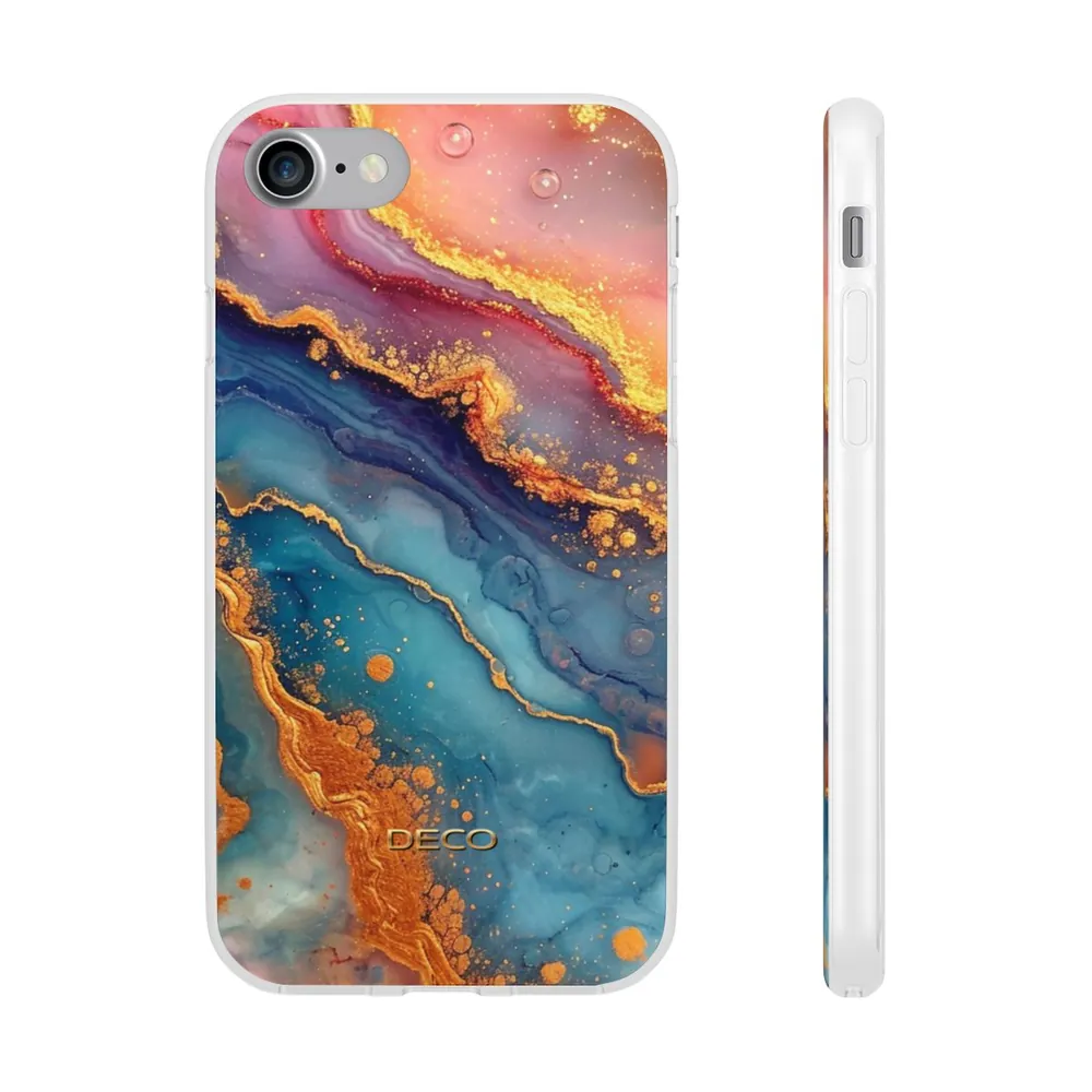 Pastel Rainbow & Gold Watercolor Marble Phone Case