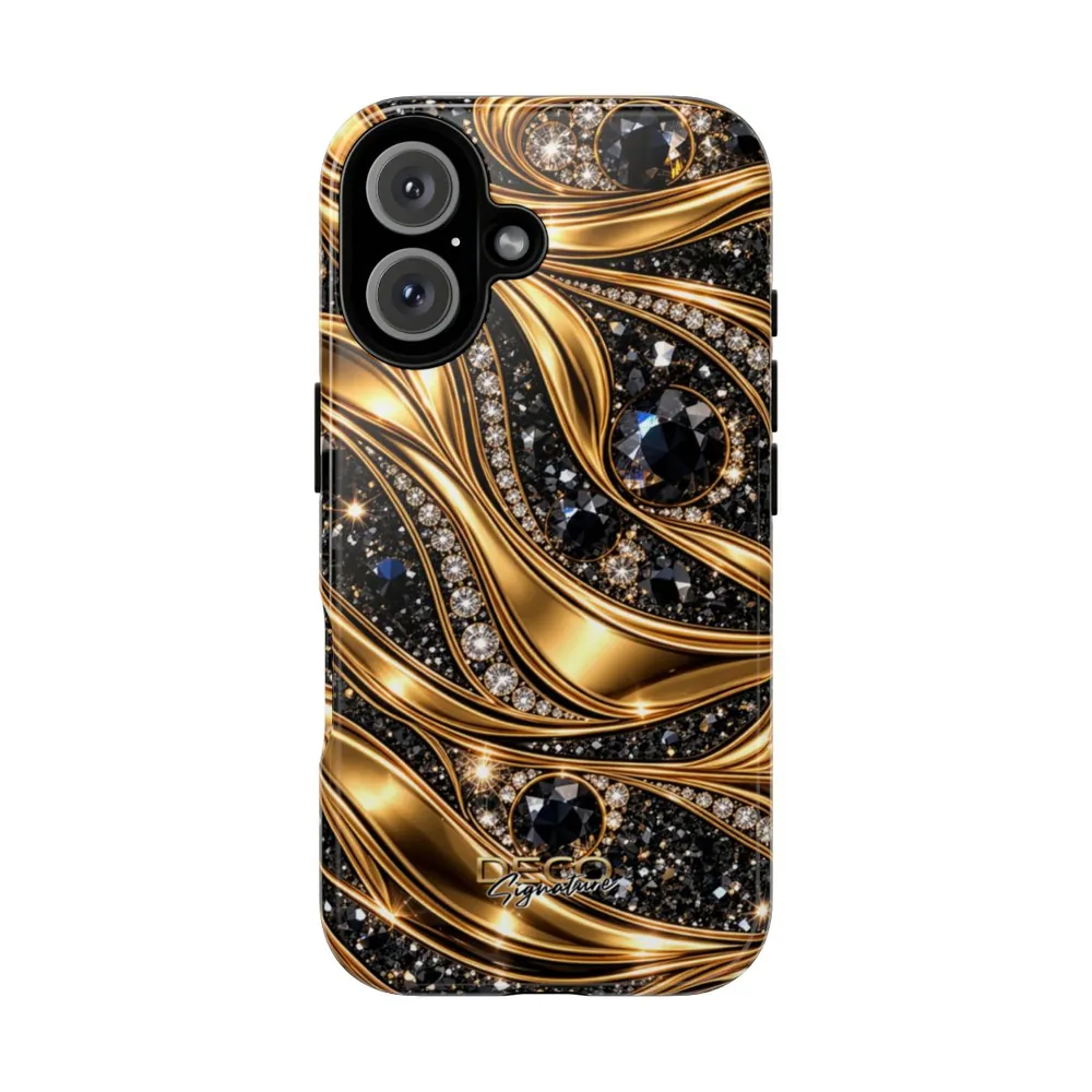 Luxury Gold & Black Diamonds DECO Signature Tough Phone Case