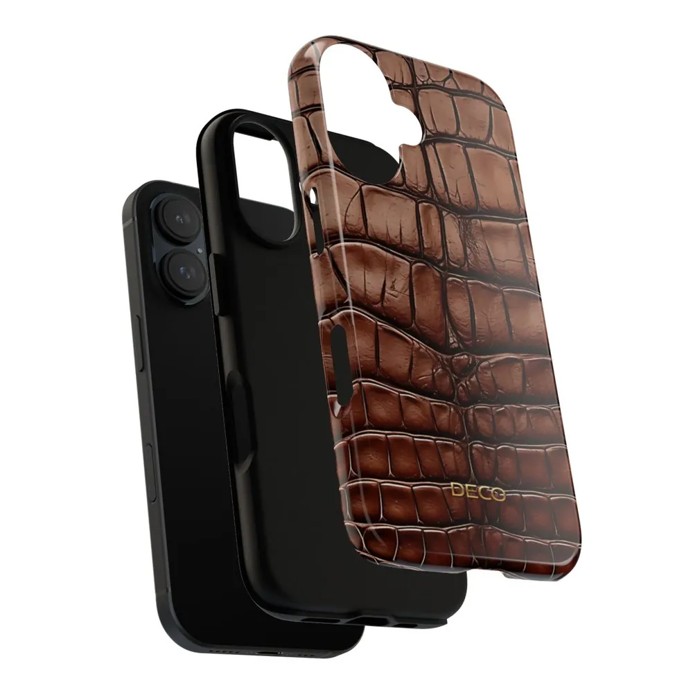 Brown Alligator Skin Tough Phone Case