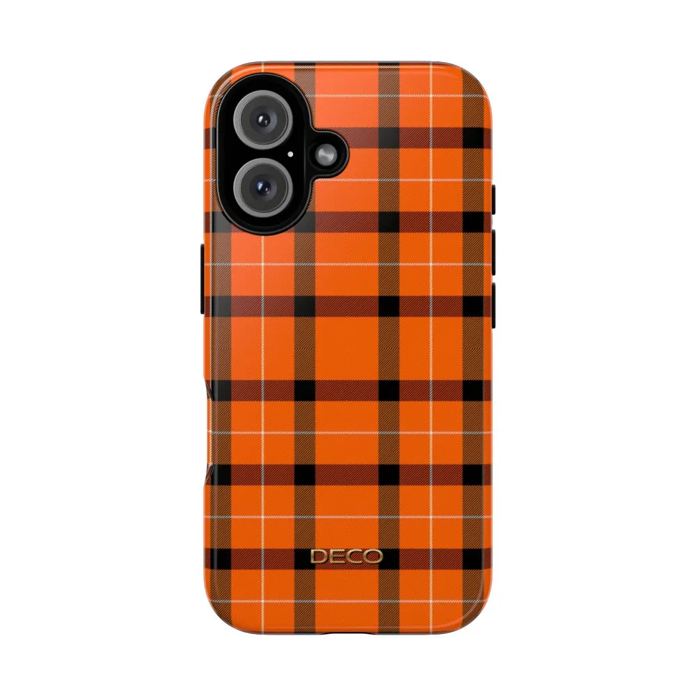 Orange Gingham Tartan Plaid Tough Phone Case