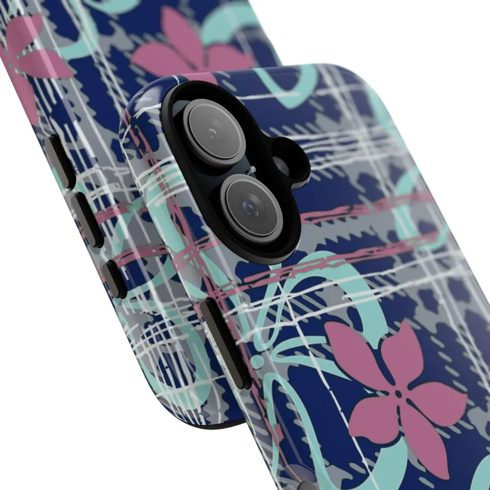 Digital Floral Plaid Tough Phone Case