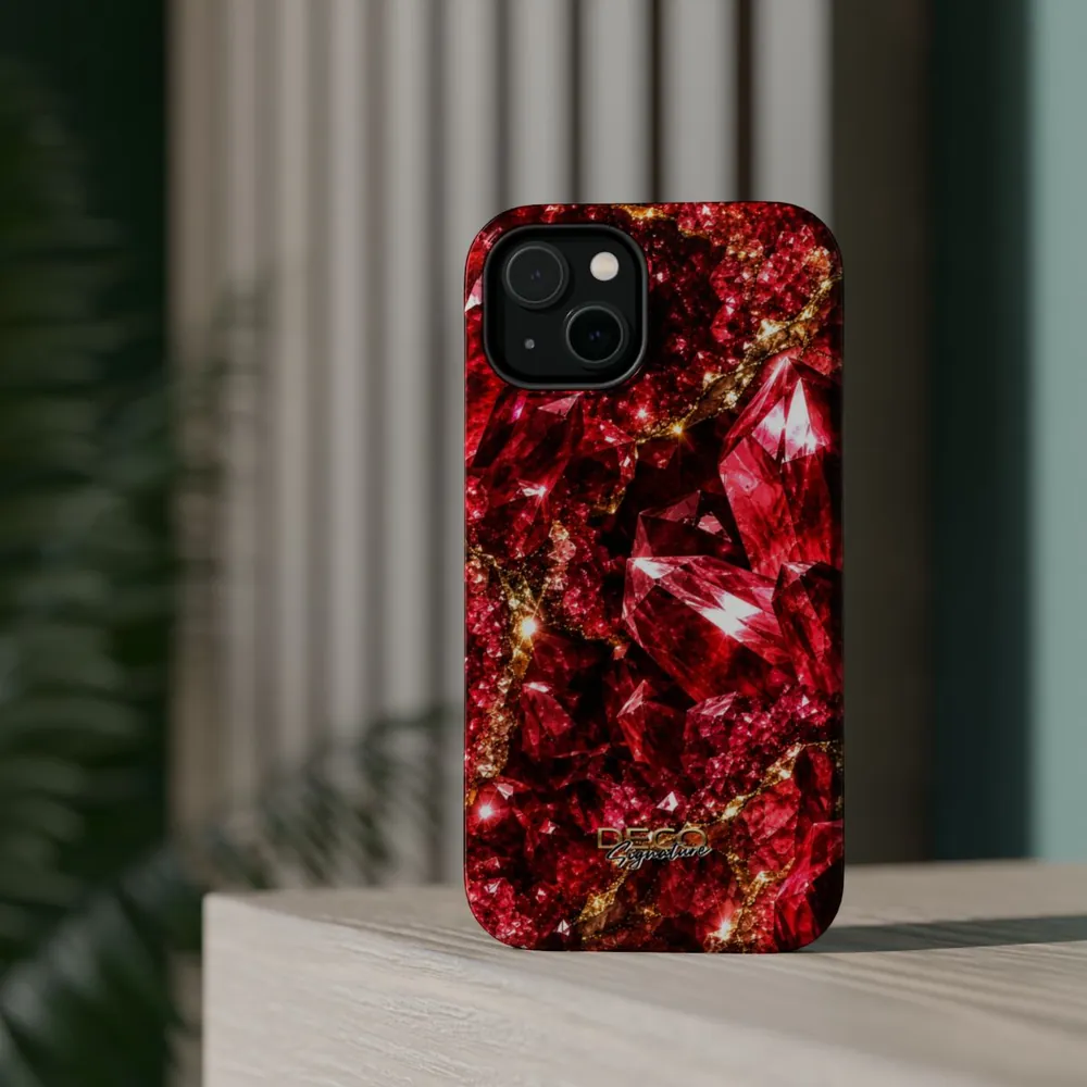Luxury Sparkling Ruby DECO Signature MagSafe Impact-Resistant Phone Case