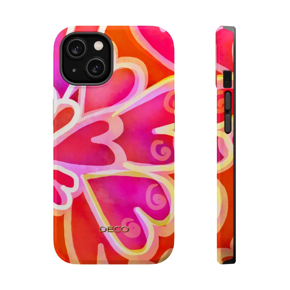Painted Hearts Watercolor MagSafe Impact-Resistant Phone Case