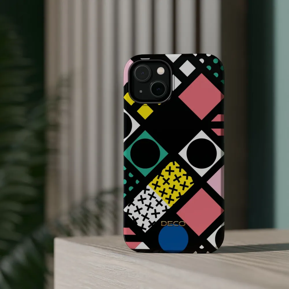 Pastel Geometric Blocks MagSafe Impact-Resistant Phone Case