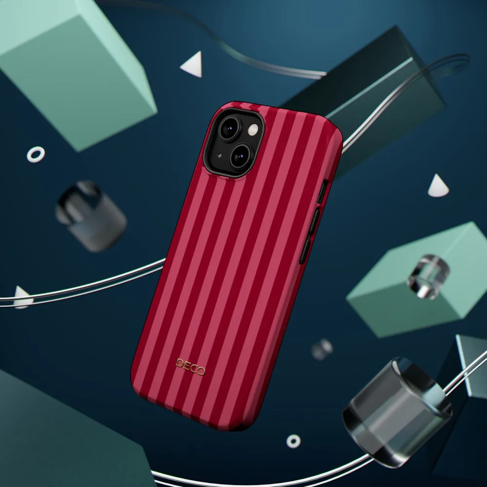 Classic Red & Pink Stripes MagSafe Impact-Resistant Phone Case