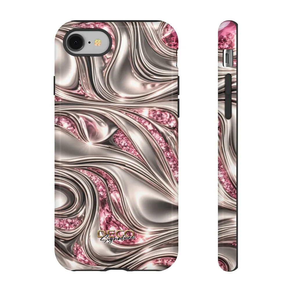 Luxury Liquid Platinum & Pink Diamonds DECO Signature Tough Phone Case