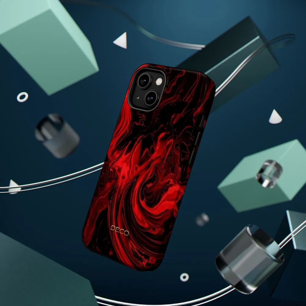 Fiery Red Swirl MagSafe Impact-Resistant Phone Case