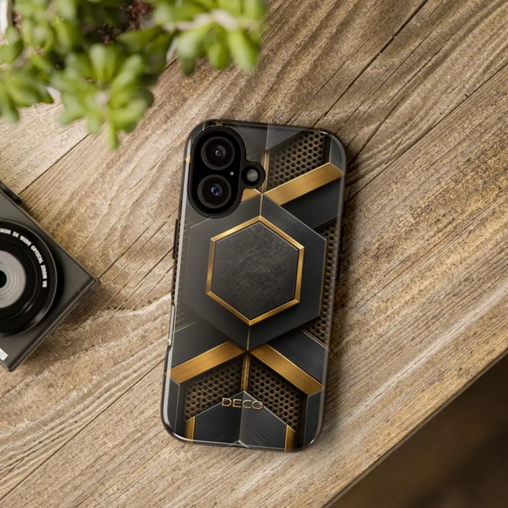 Industrial Brushed Black Metal & Brass Tough Phone Case