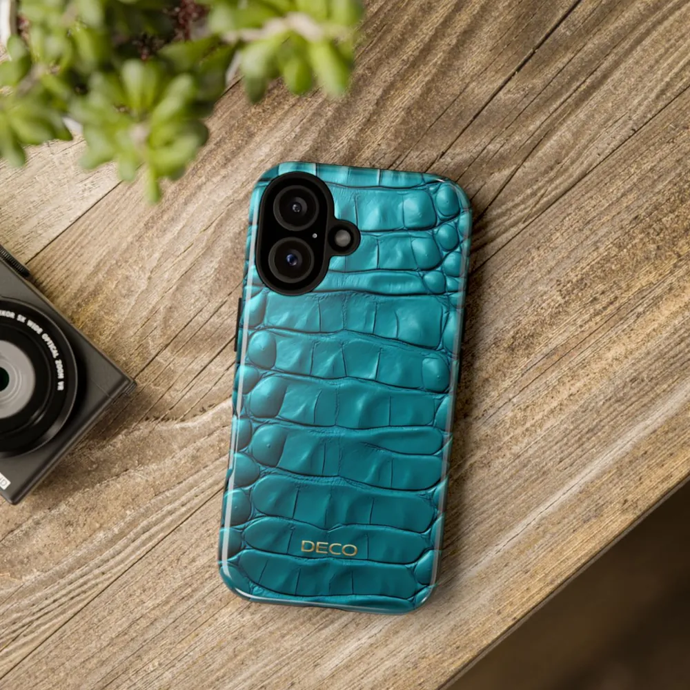 Teal Crocodile Skin Tough Phone Case