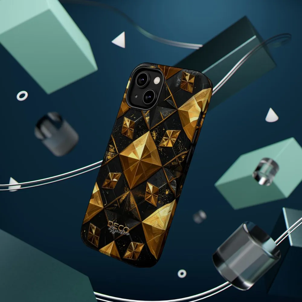 Luxury Black & Gold Tile DECO Signature MagSafe Impact-Resistant Phone Case