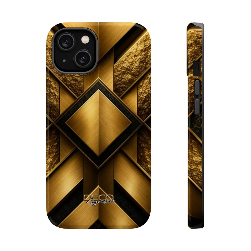 Luxury Textured Gold DECO Signature MagSafe Impact-Resistant Phone Case