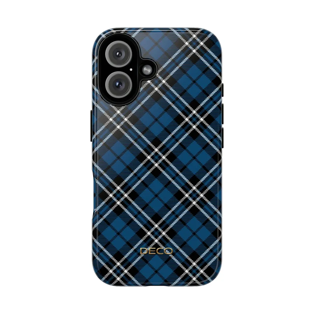 Blue Diagonal Tartan Plaid Tough Phone Case