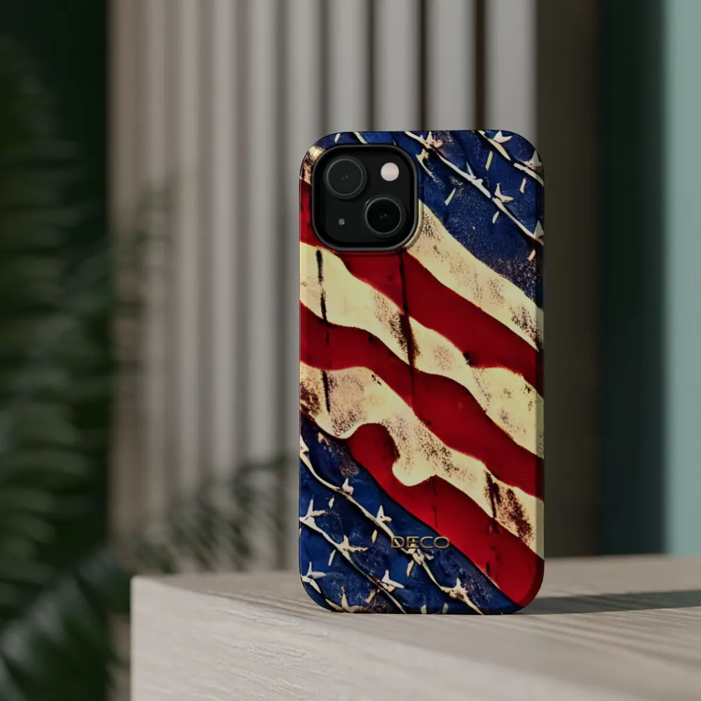 Rustic America Vintage Flag MagSafe Impact-Resistant Phone Case