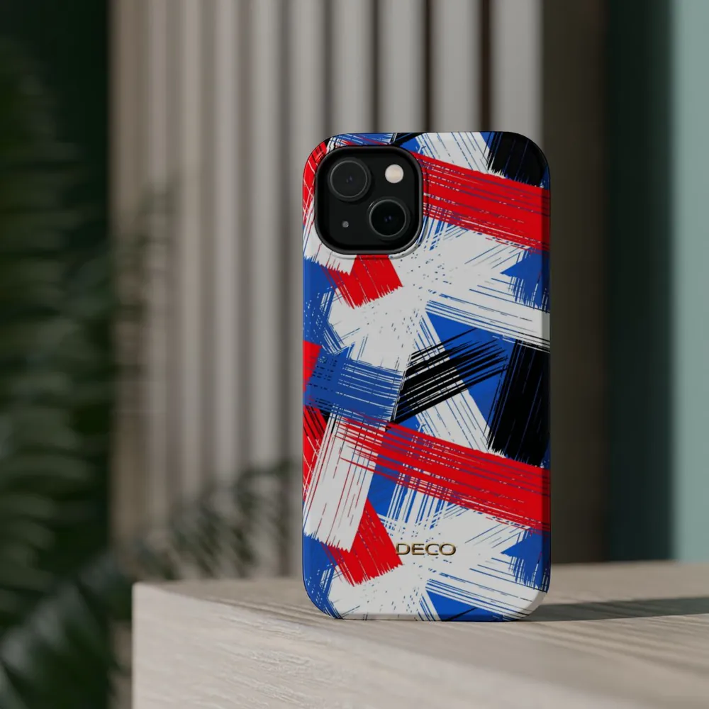 Brushstrokes Geometric Art MagSafe Impact-Resistant Phone Case