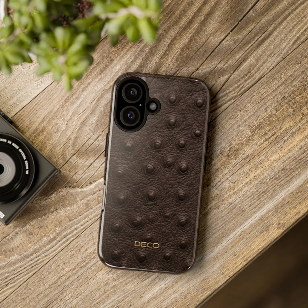 Brown Ostrich Skin Tough Phone Case