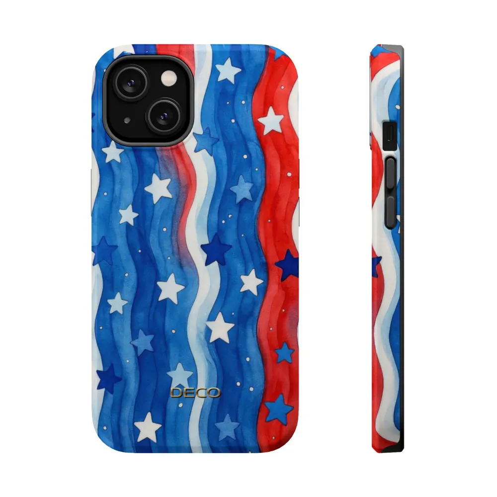 Stars & Stripes Watercolor America MagSafe Impact-Resistant Phone Case