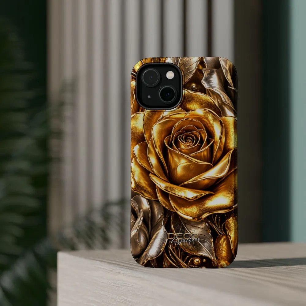 Luxury Gold Roses DECO Signature MagSafe Impact-Resistant Phone Case