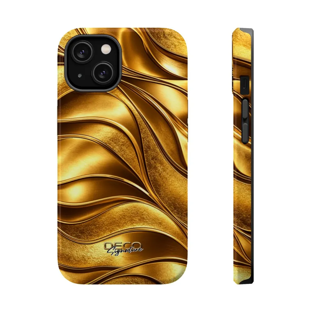 Luxury Textured Gold Flow DECO Signature MagSafe Impact-Resistant Phone Case