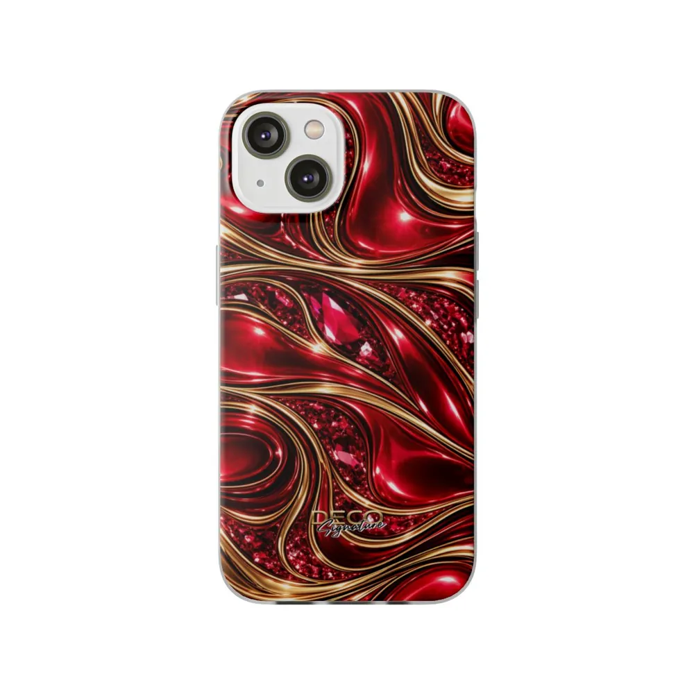 Luxury Liquid Gold & Ruby Reds DECO Signature Phone Case