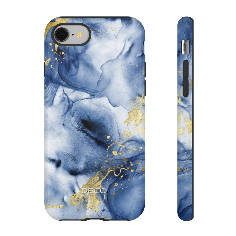 Blue & Gold Marble Tough Phone Case