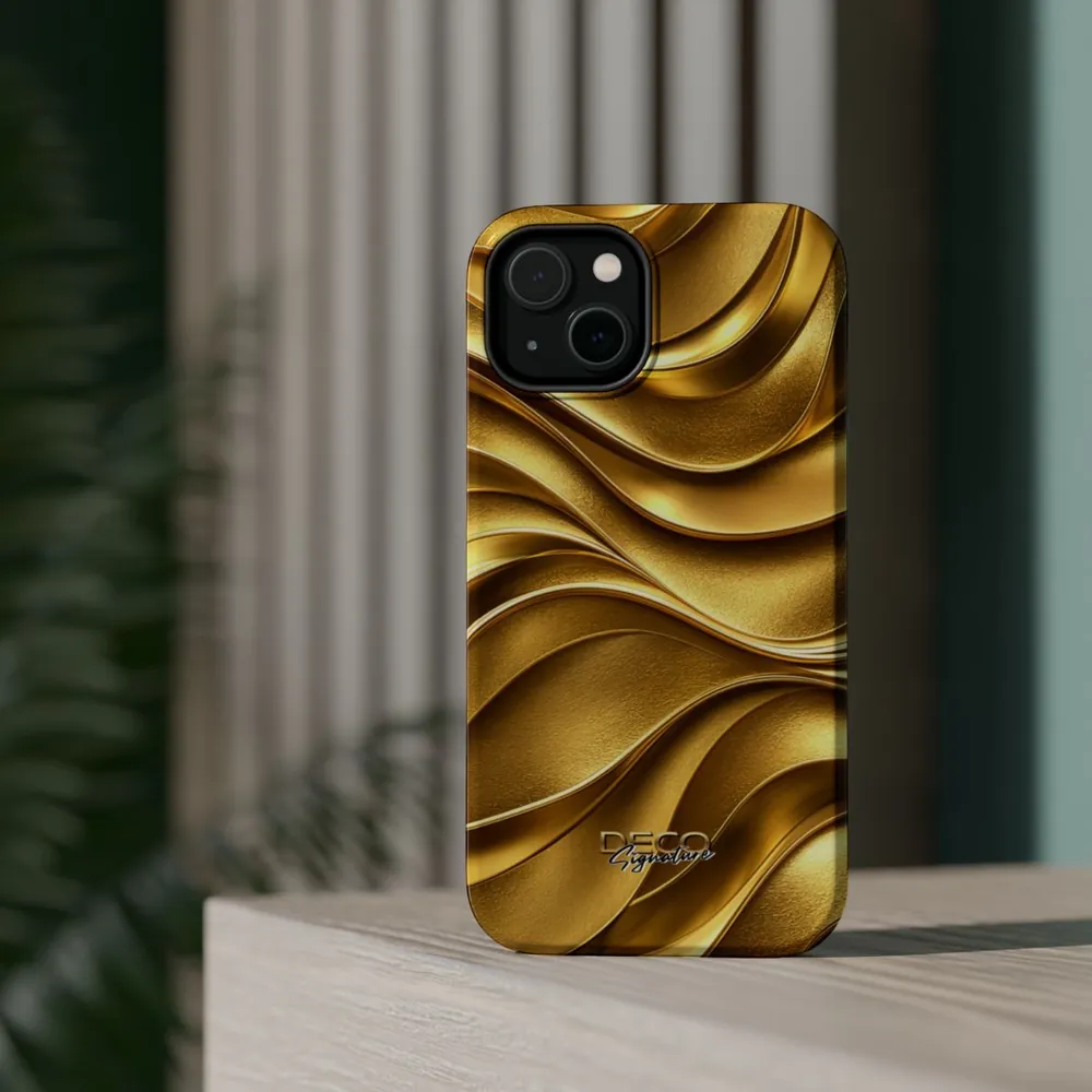 Luxury Liquid Gold Texture DECO Signature MagSafe Impact-Resistant Phone Case
