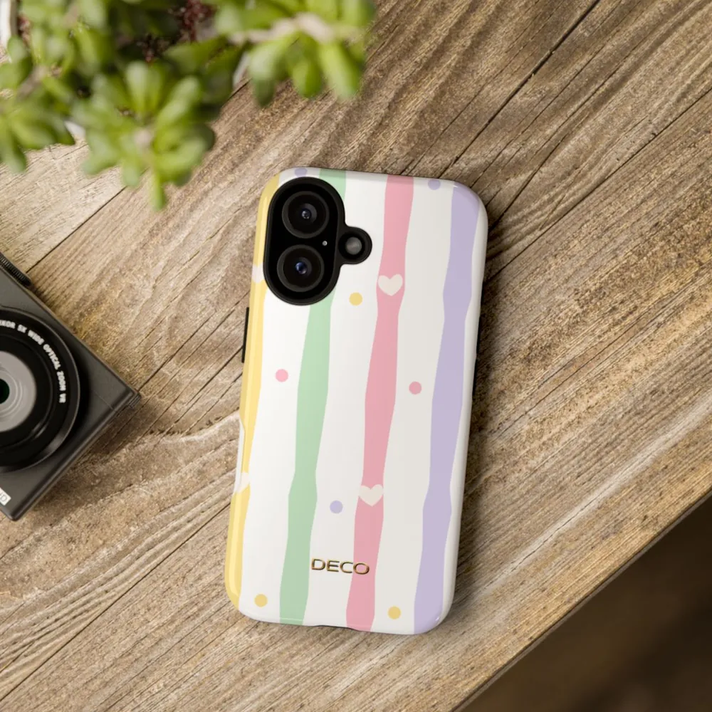 Pastel Heart Stripes Tough Phone Case