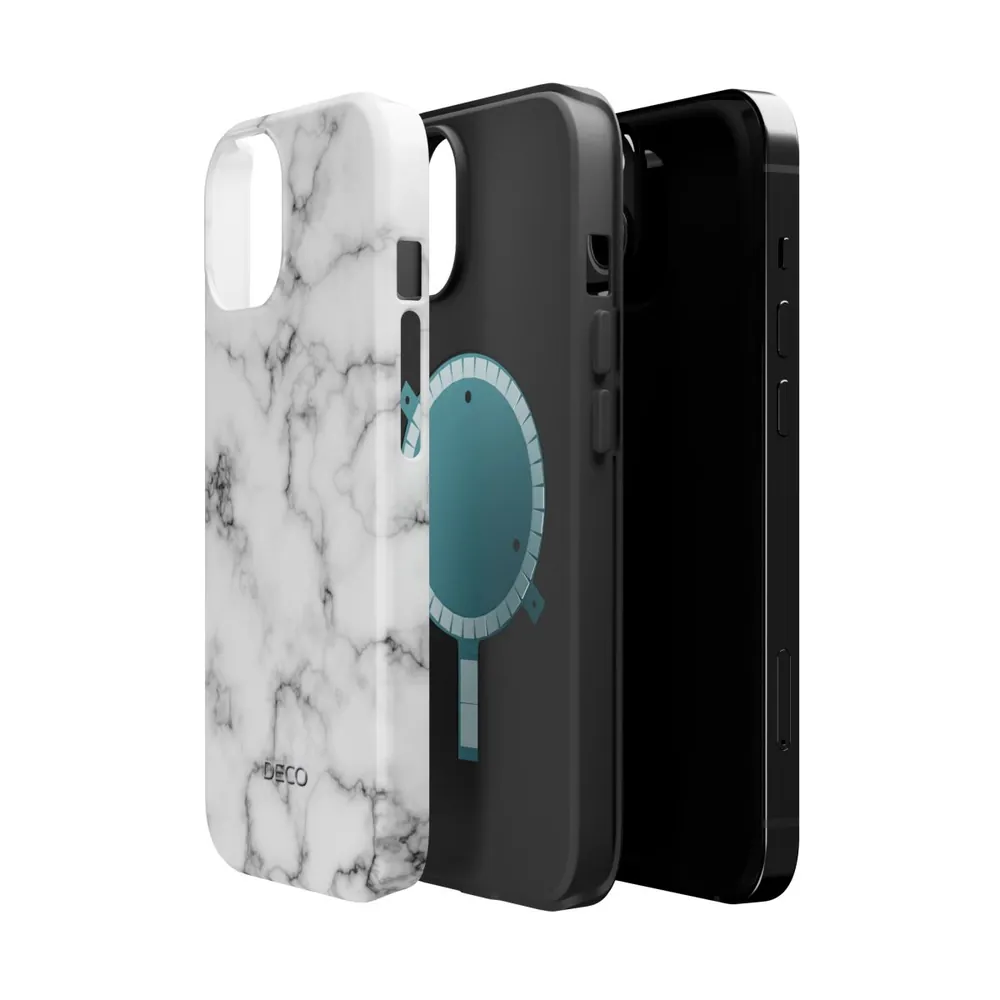White & Black Marble MagSafe Impact-Resistant Phone Case