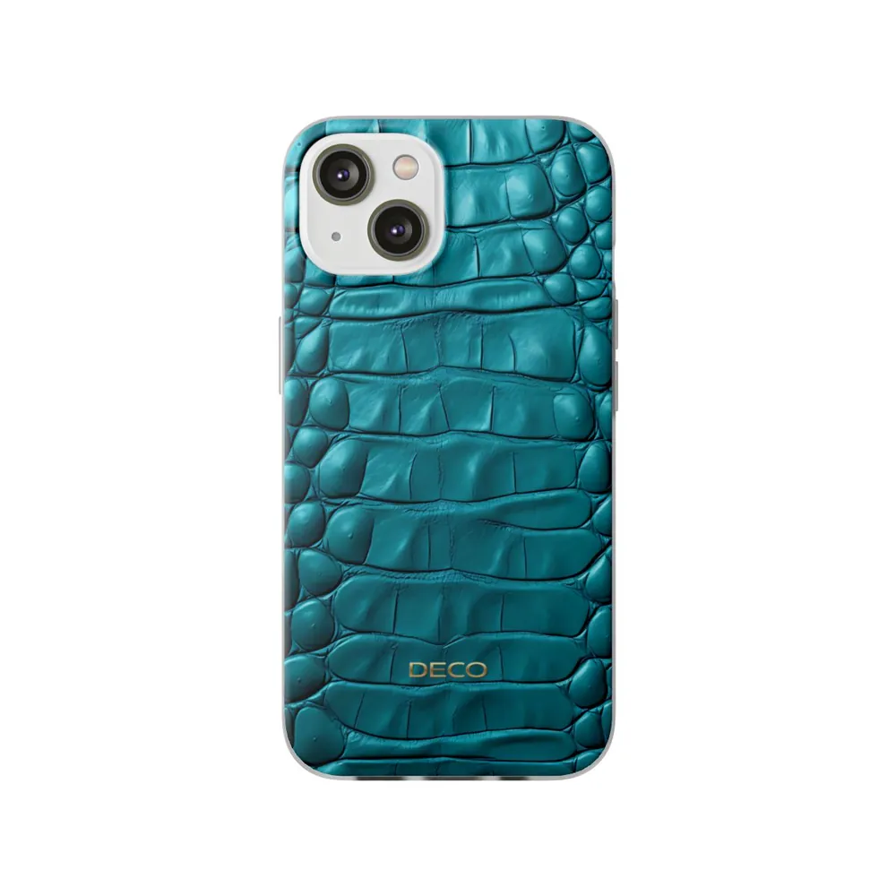 Teal Crocodile Skin Phone Case