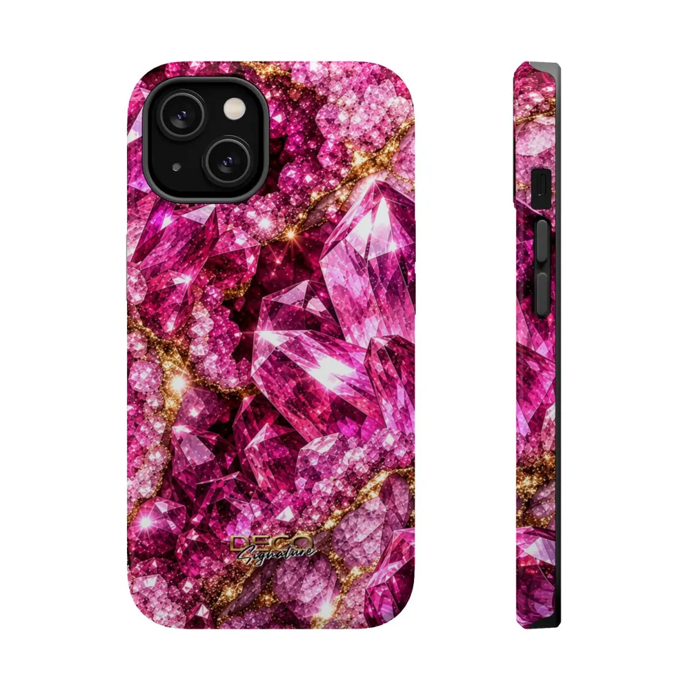 Luxury Sparkling Pink Sapphire DECO Signature MagSafe Impact-Resistant Phone Case