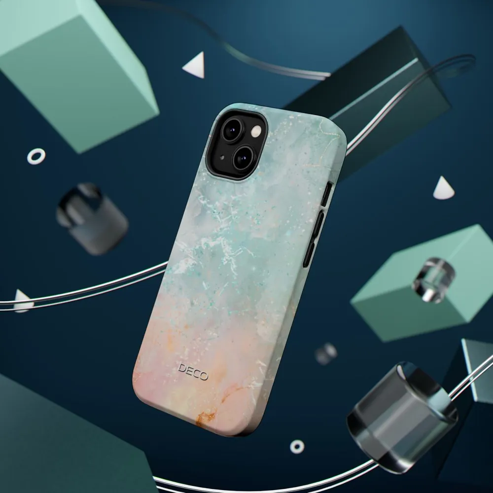 Seafoam & Coral Marble MagSafe Impact-Resistant Phone Case