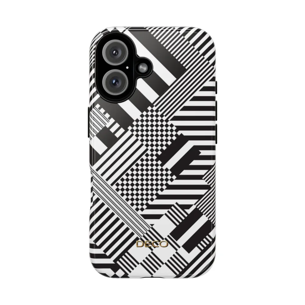 Black & White Geometric Tough Phone Case