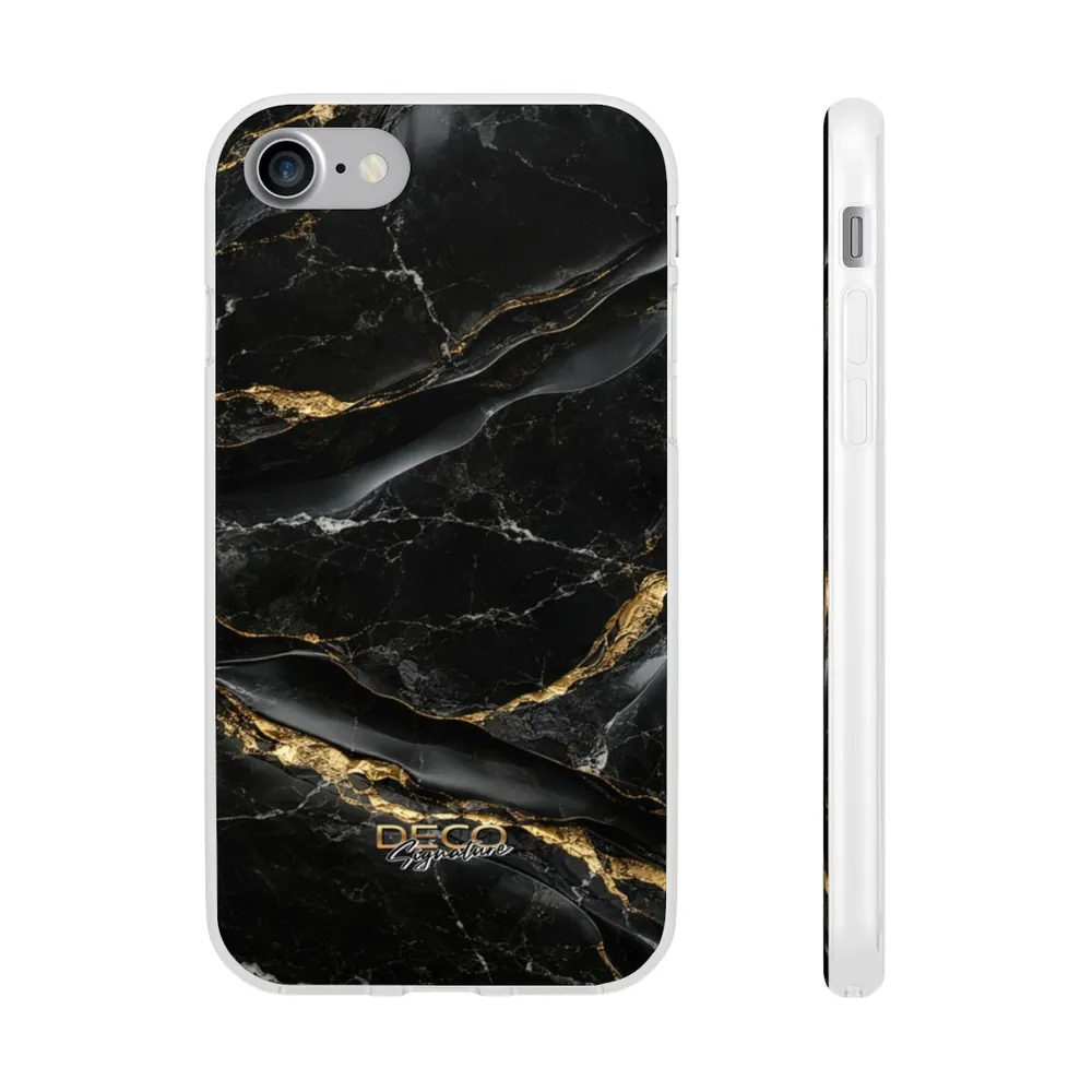 Luxury Black & Gold Textured Marble DECO Signature Phone Case