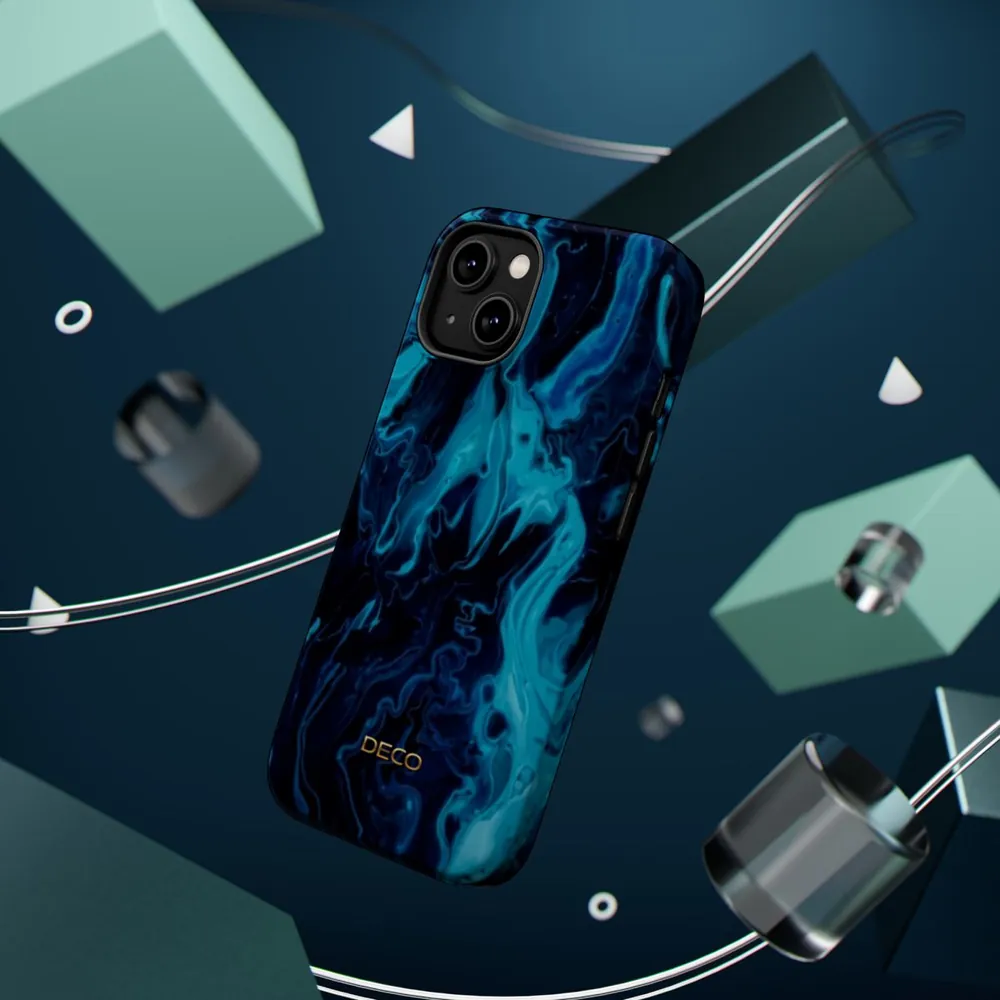 Shades of Blue Swirl MagSafe Impact-Resistant Phone Case