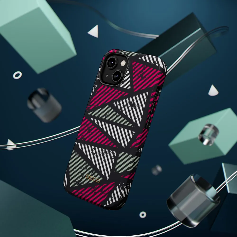 Distressed Magenta Geometric MagSafe Impact-Resistant Phone Case